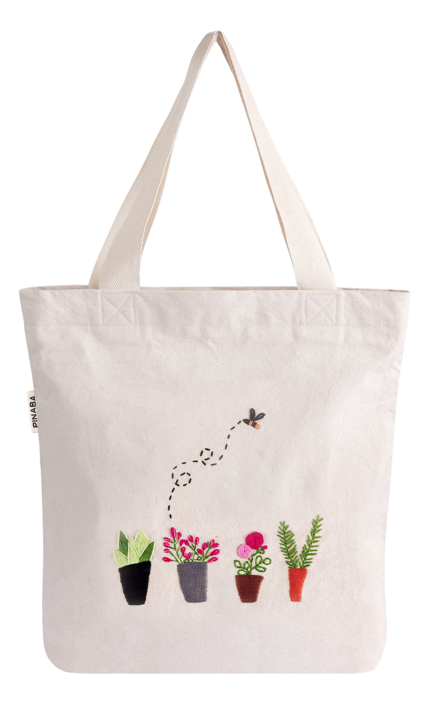 embroidered tote bag with zipper