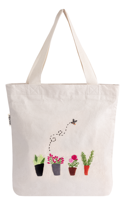 embroidered tote bag with zipper