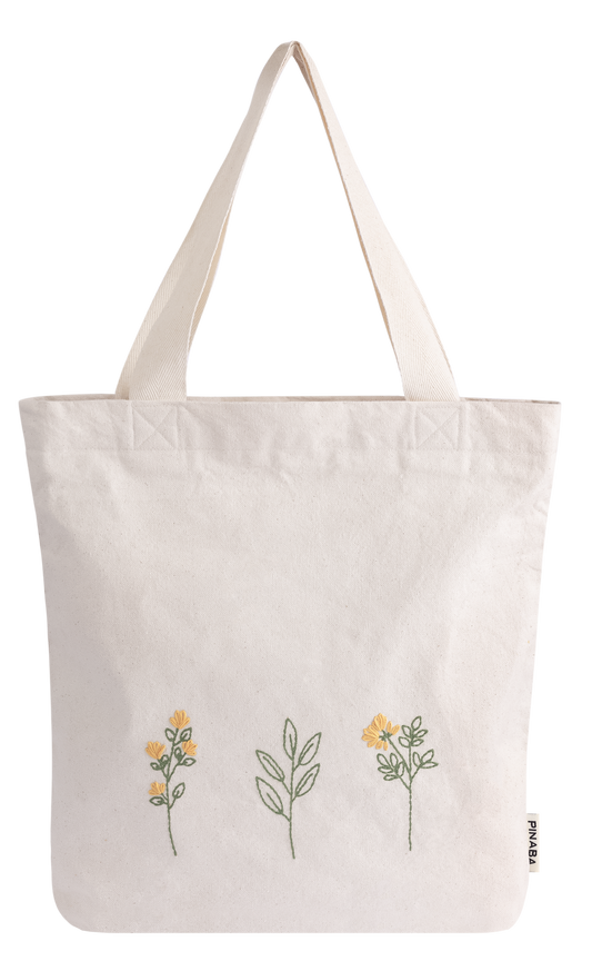 embroidered tote bag with zipper