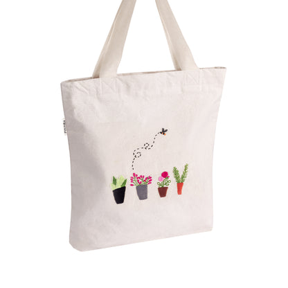 embroidered tote bag with zipper