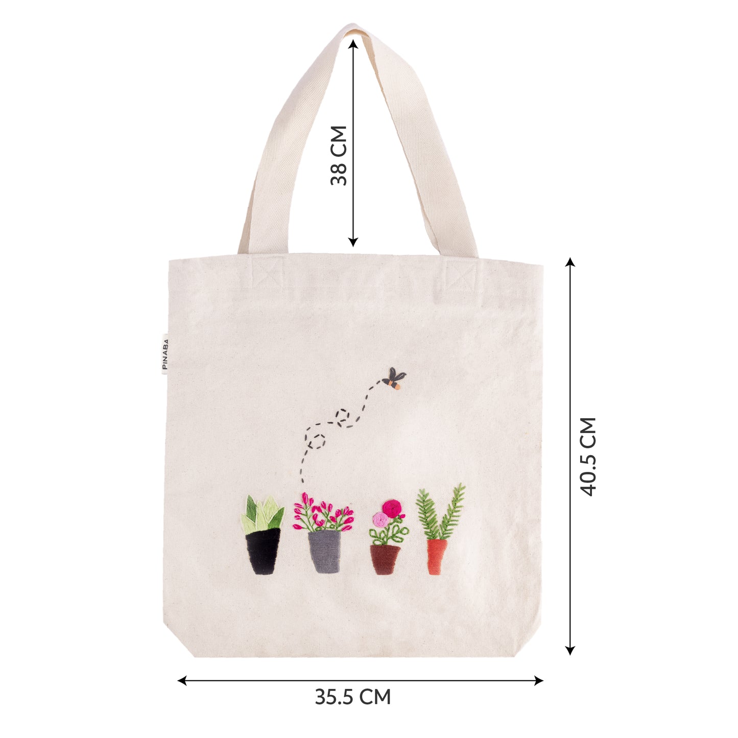 embroidered tote bag with zipper