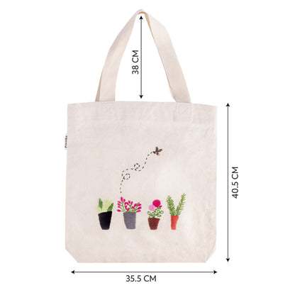 embroidered tote bag with zipper