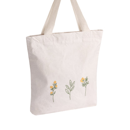 embroidered tote bag with zipper