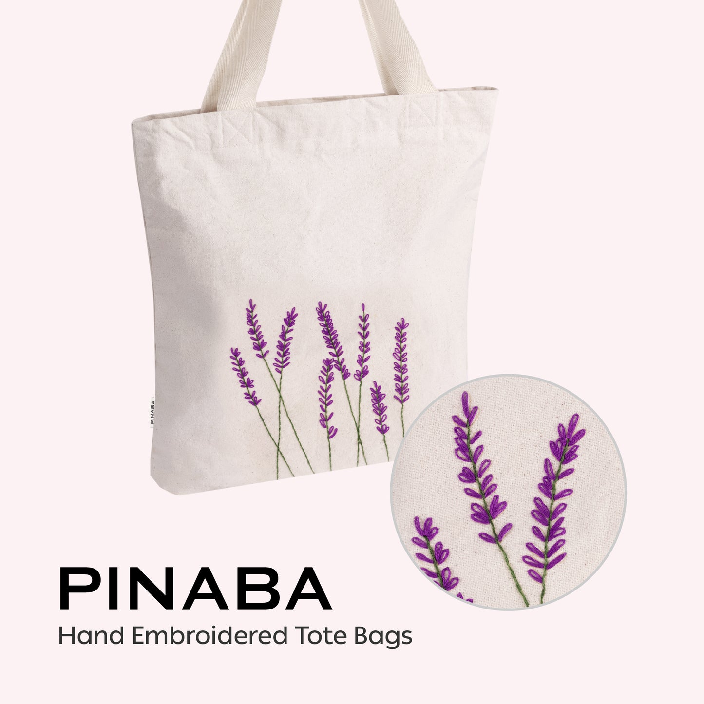 embroidered tote bag with zipper