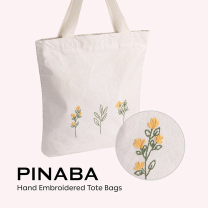 embroidered tote bag with zipper