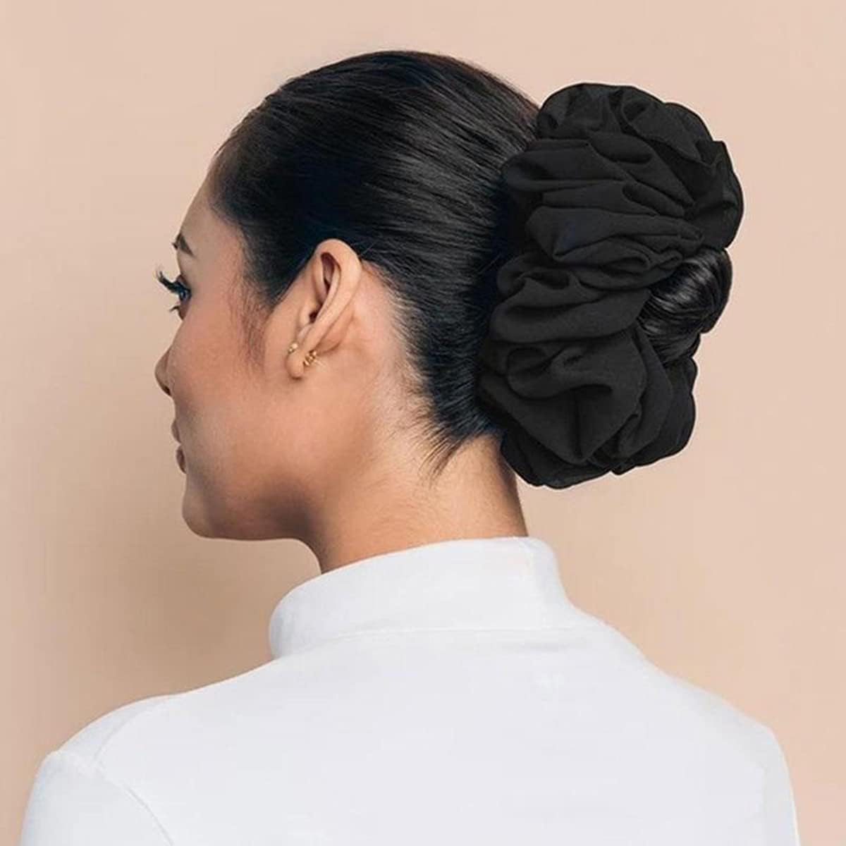 Satin silk hijab scrunchie volumizer (Black)